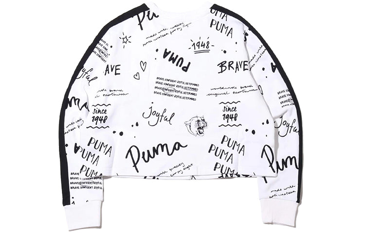 (WMNS) PUMA Classics Aop Logo Sweatshirt Black 595906-52