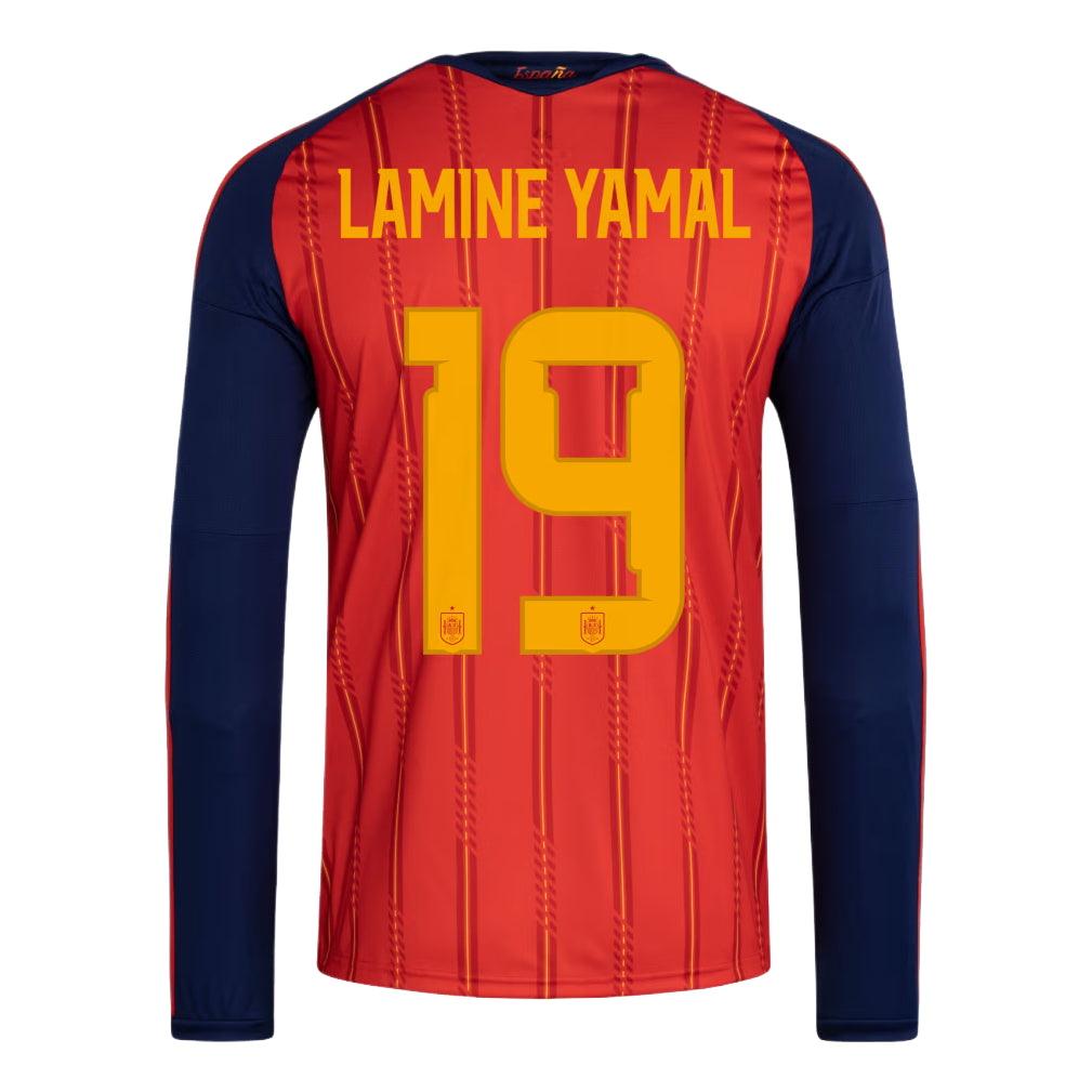 adidas Lamine Yamal Spain 26 Home Long Sleeve Jersey Asia Sizing 'Vivid Red' KW7713
