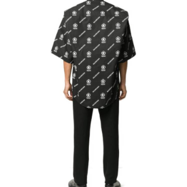 Balenciaga x WFP Short Sleeve Square Back Shirt 'Black White' 602026TIL251070