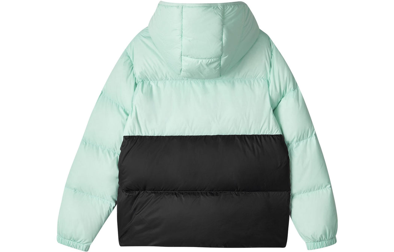 (GS) Skechers Casual Color Block Hooded Woven Down Jacket 'Green Black' L423K100-0016