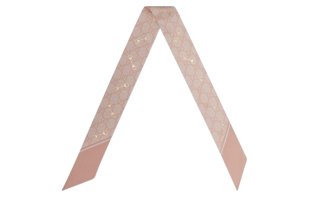 (WMNS) Gucci GG Print With Horsebit Silk Neck Bow 'Rose Pink Ivory' 6637193G0015878