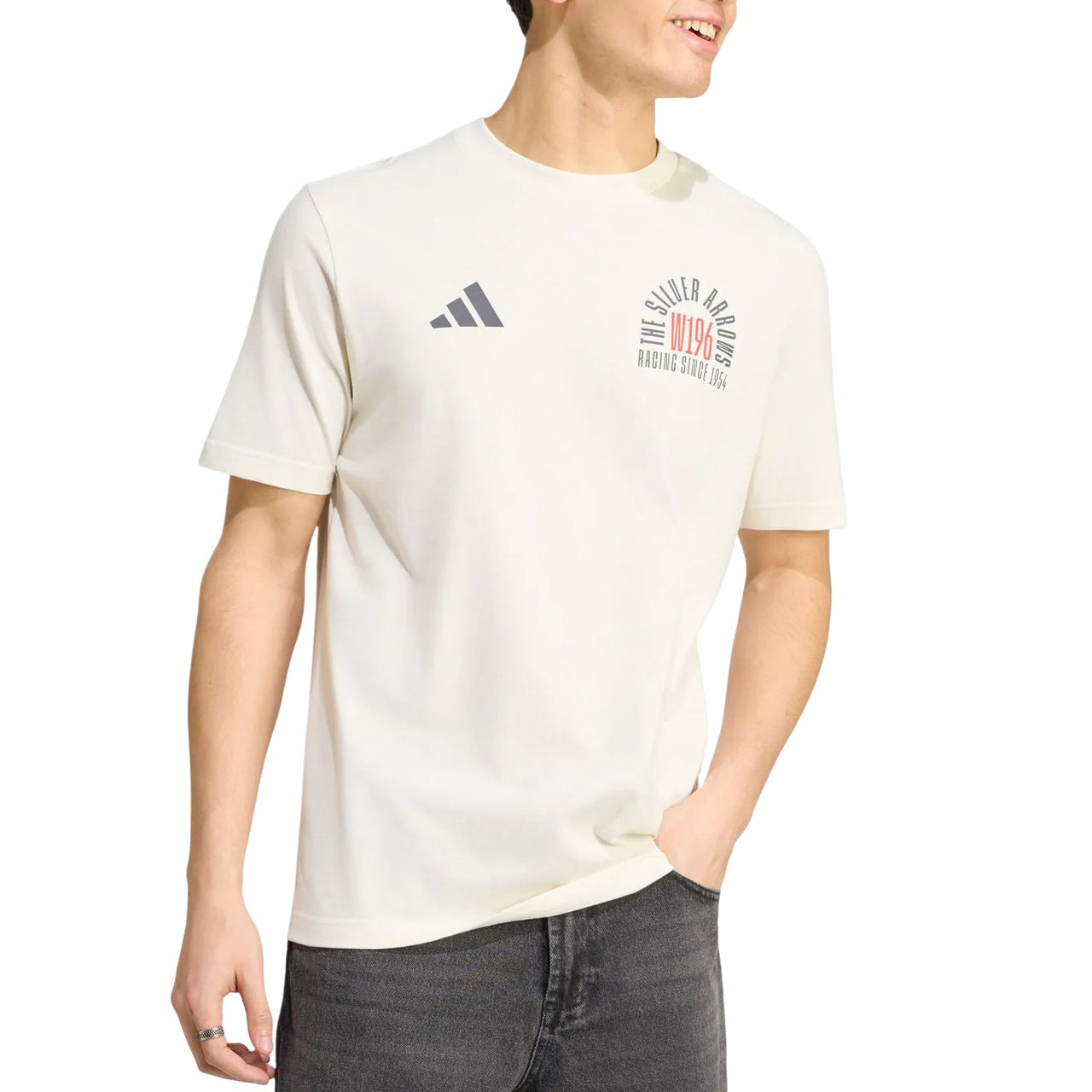 adidas x Mercedes - AMG Petronas Formula 1 Team Silver Arrows 1955 T-Shirt Asia Sizing 'Off White' KS2249