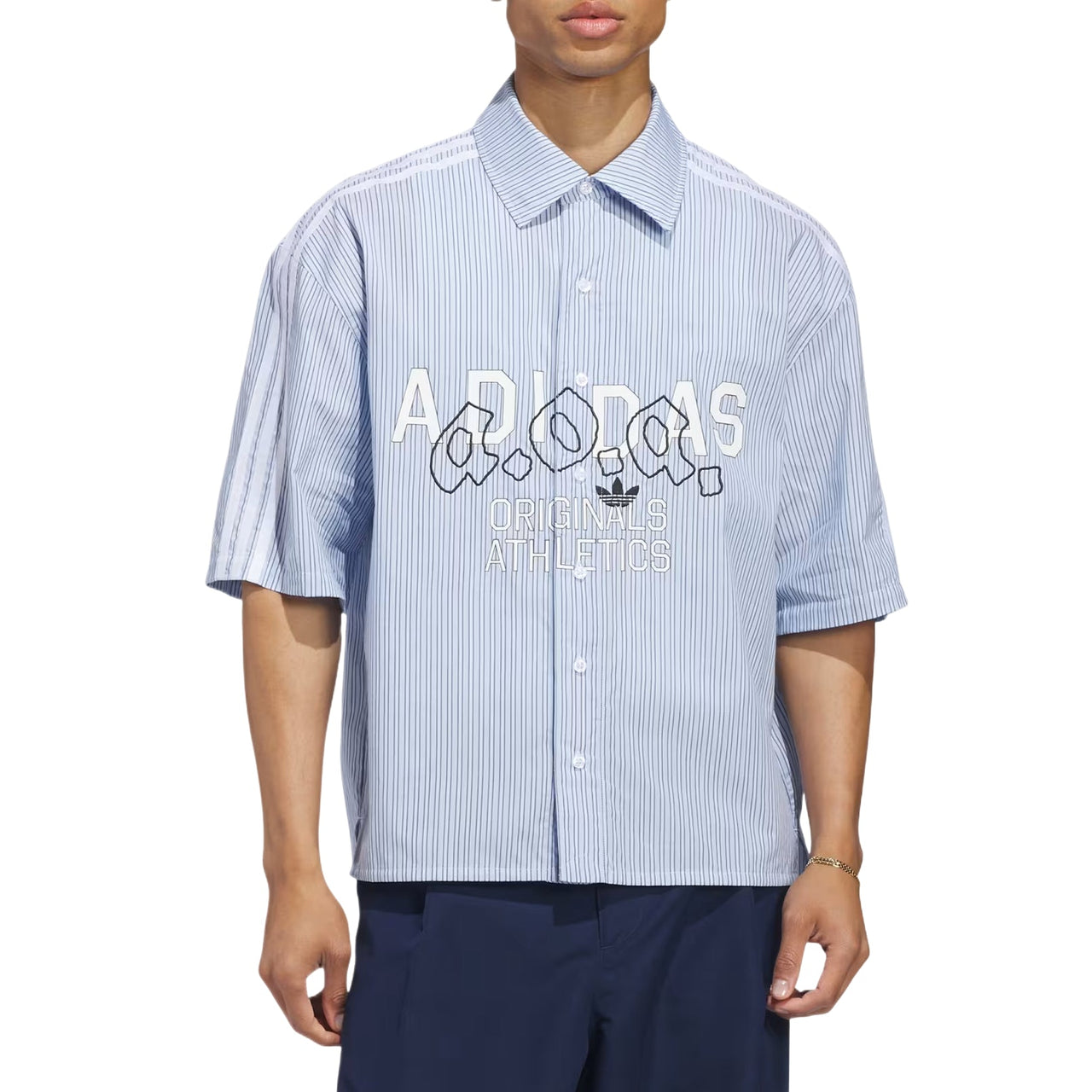 adidas AOA Button Up Shirt Asia Sizing 'Night Indigo' KT7990
