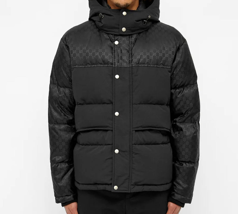 Gucci GG Jacquard Down Jacket For Men Black 553281-Z4218-1000