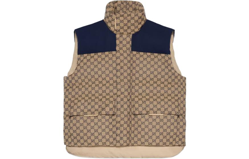 Gucci GG Canvas Down Vest With Detachable Hood 'Beige Navy' 710586-Z8A58-9120