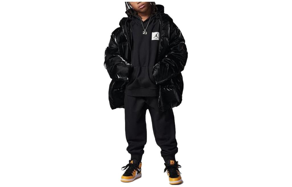 (GS) Air Jordan official authentic sports hoodie pants suit 'Black' FJ9676-010