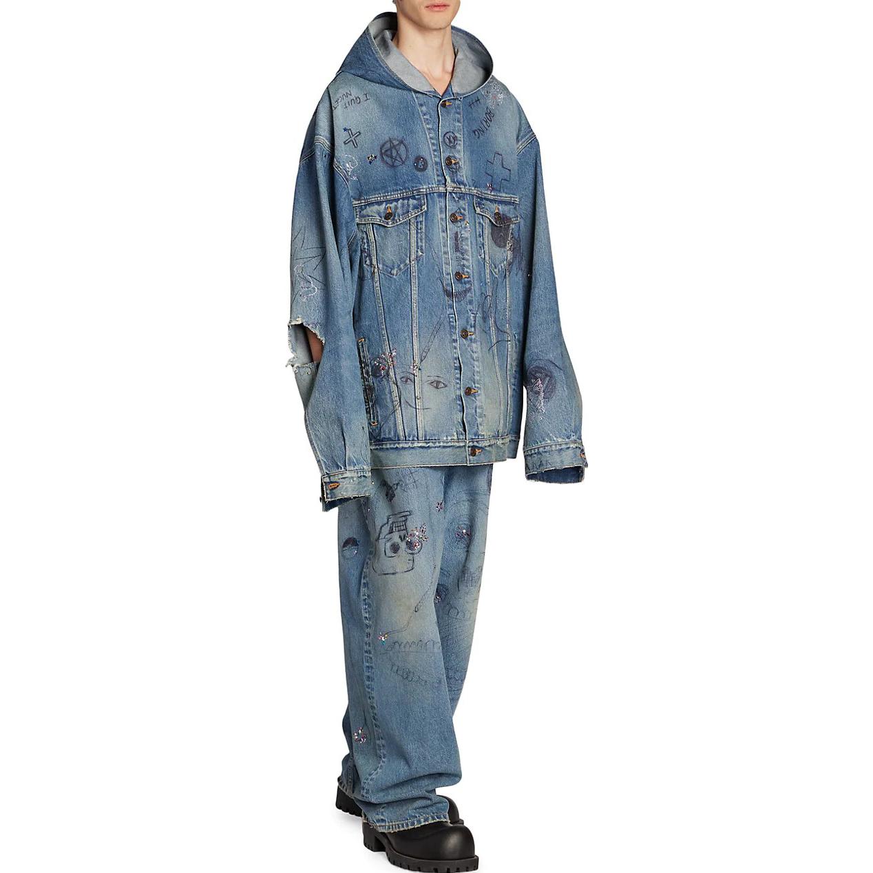 Balenciaga Oversized Hooded Jacket 'Blue' 719315TNW56-4268