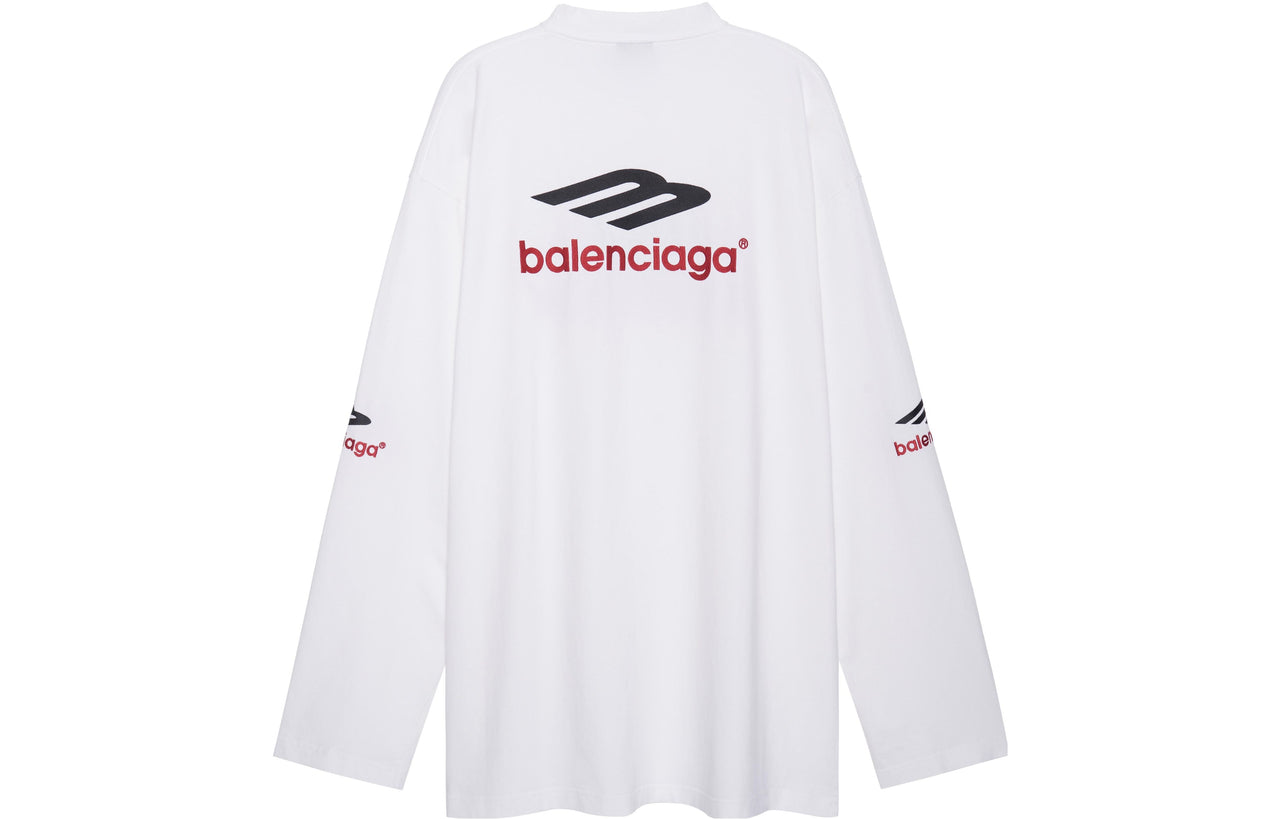 Balenciaga 3B Sports Icon Long Sleeve T-Shirt Oversized 'White Black Red' 720250TPVD79065