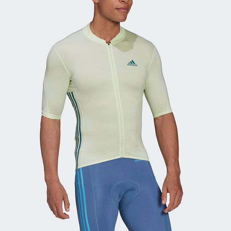 Men's adidas Logo Printing Stripe Zipper Half Sleeve Creamy White T-Shirt H62208