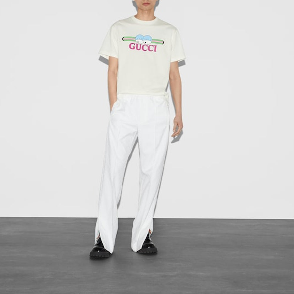 Gucci Cotton Jersey T-Shirt With Gucci Print 'Off White' 785345-XJGIM-9095