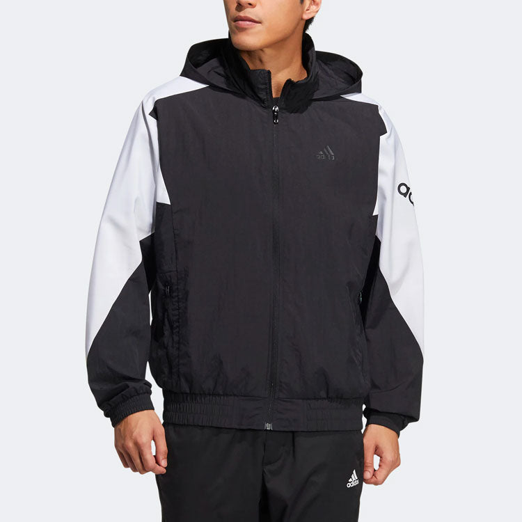 adidas Brandlove Woven Block Jacket 'Black White' HE7428