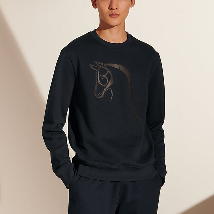 Men's HERMES SS21 Adornment Pattern Sports Navy Blue H167540HA01