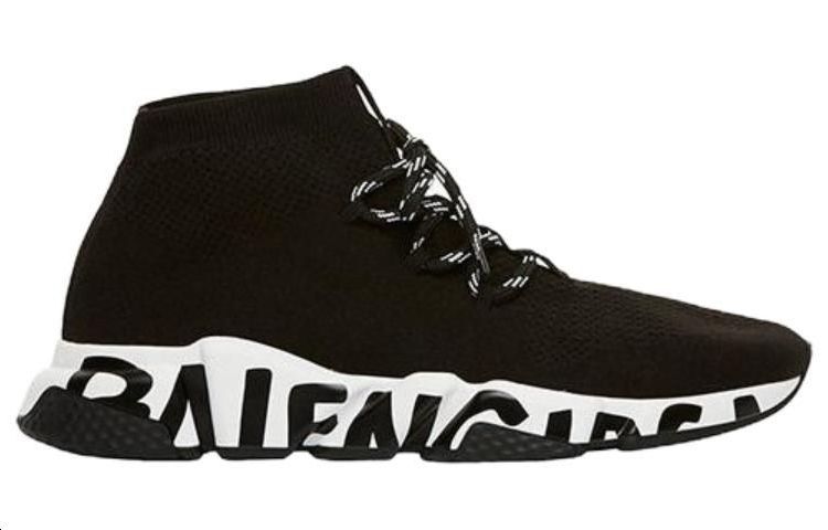Balenciaga Speed Lace Up Sneakers 'Black Recycled Knit with Black Grafffiti Sole Unit' 621611W05GE1015