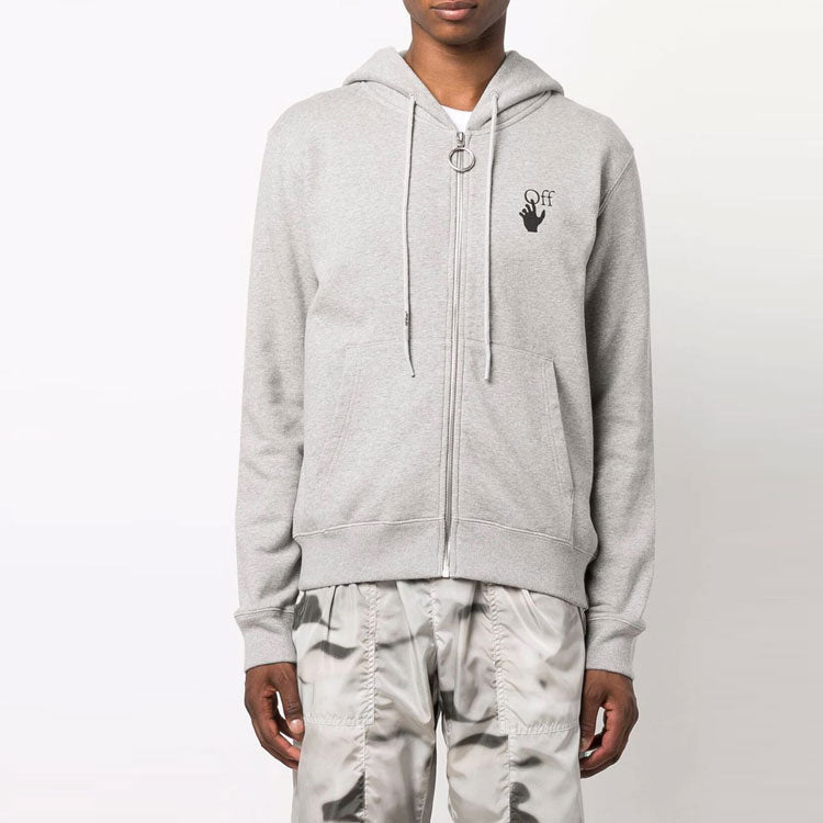 Off-White FW21 Logo Printing Zipper Ordinary Version Gray OMBE001F21FLE0040810