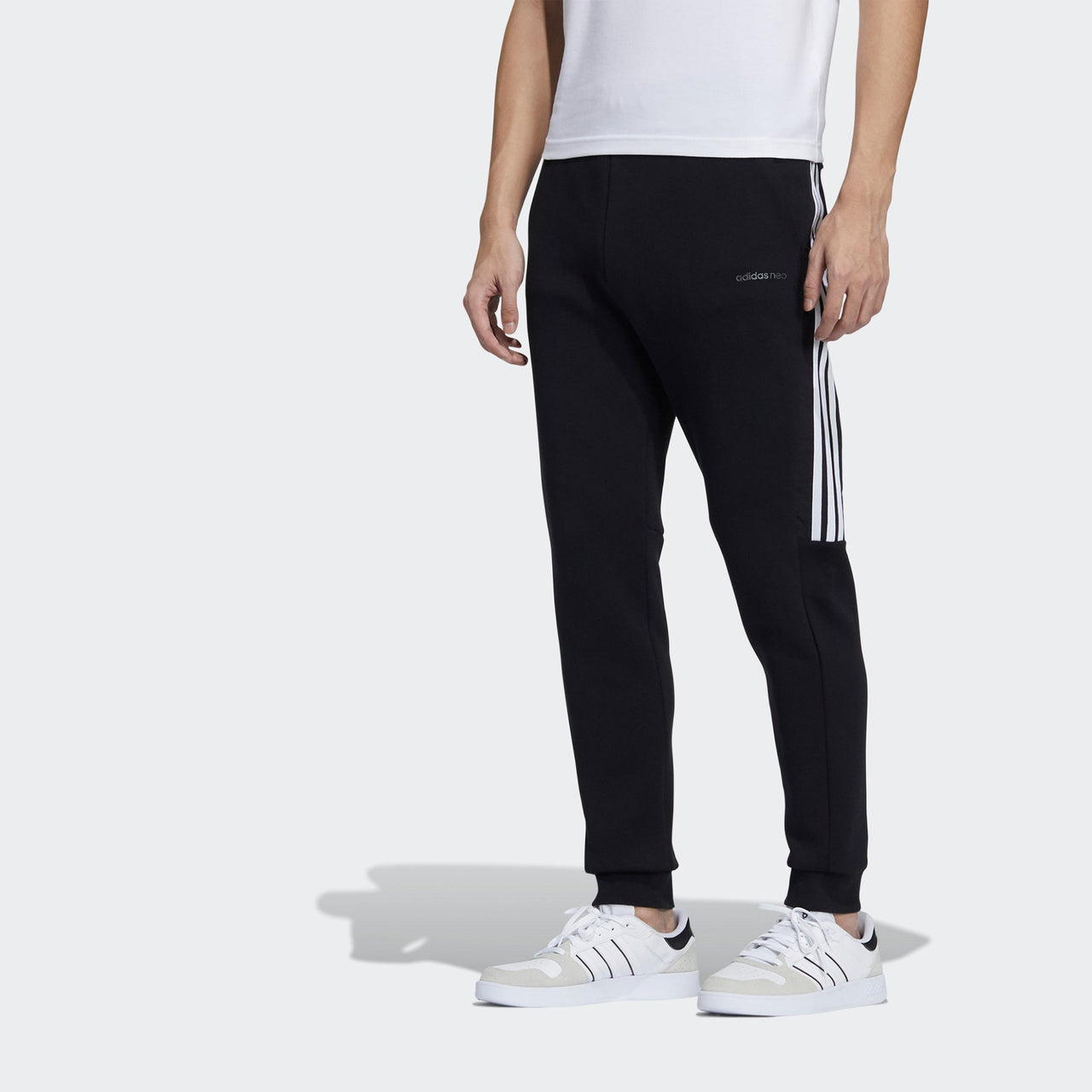 adidas neo M Cs Db Tp 2 Logo Stripe Athletics Sports Knit Bundle Feet Pants Black GP5681