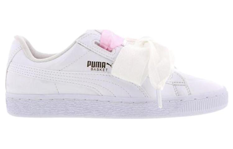 PUMA Basket Heart Patent Junior White Lace Up 'White Pink' 364817-02