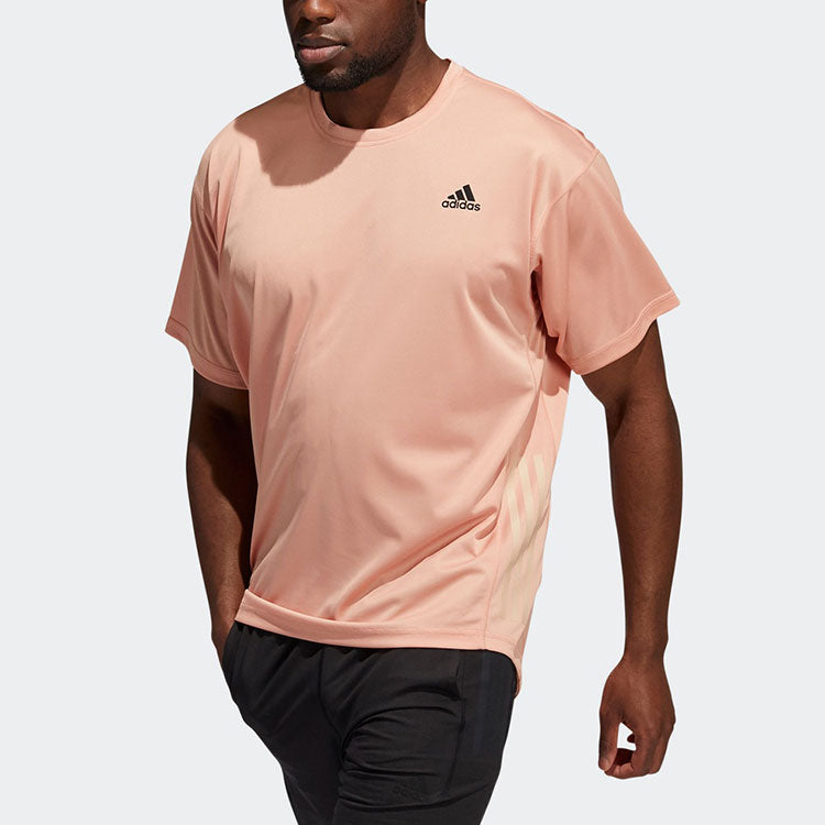 adidas Mens Yoga Tee Sports Round Neck Short Sleeve Red Pink GS2686