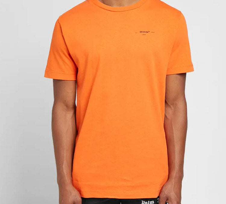 Off-White Logo Printed Crewneck Tops Logo Men Orange OMAA027F191850081910