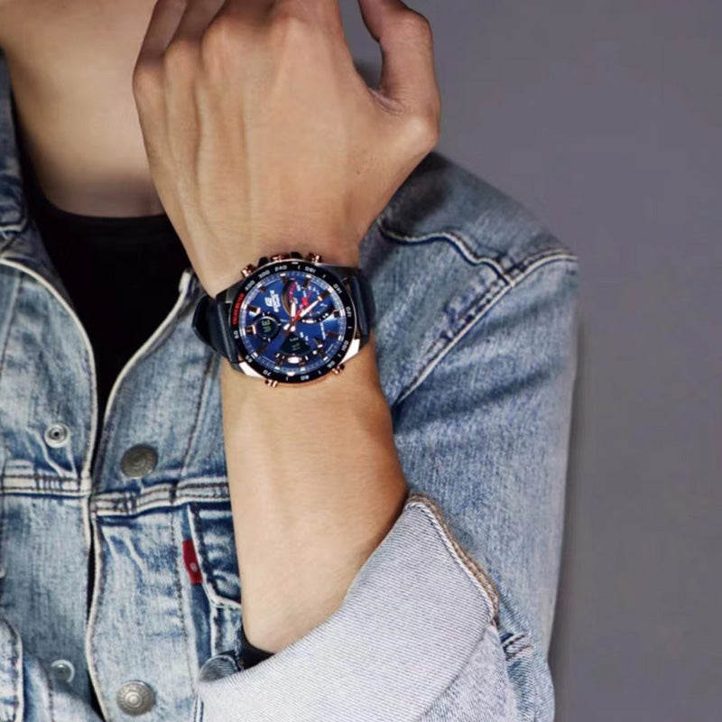 Men's CASIO EDIFICE Series Classic Watch Business Mens Blue Analog ECB-900BL-2A