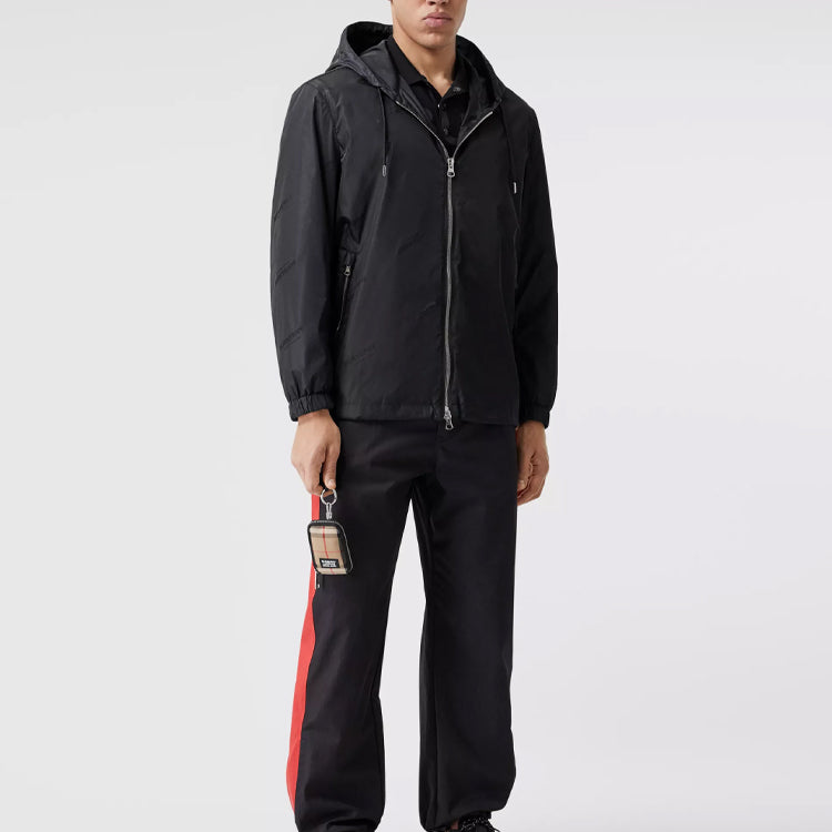 Men's Burberry Logo Jacquard Econyl Hooded Jacket Black 80298701