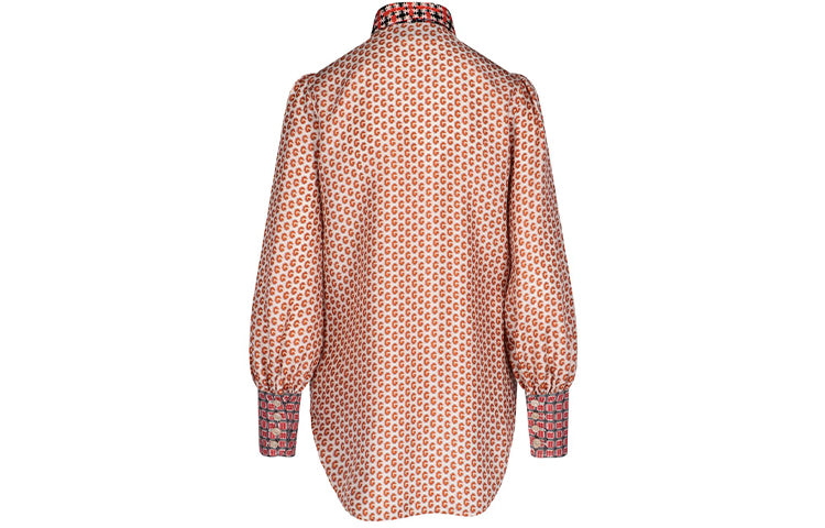 (WMNS) Gucci Long Sleeve Shirt With Spliced Contrast Detail Cuffs For Orange 602041-ZADF5-9098