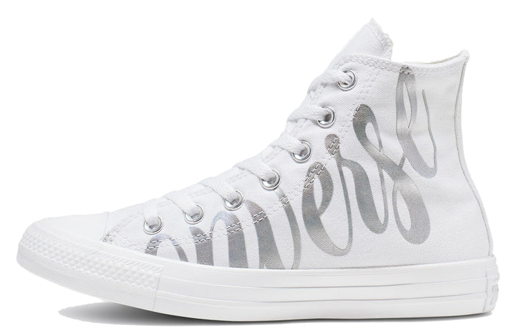 (WMNS) Converse Chuck Taylor All Star High 'Metallic Script Logo - White' 566176F