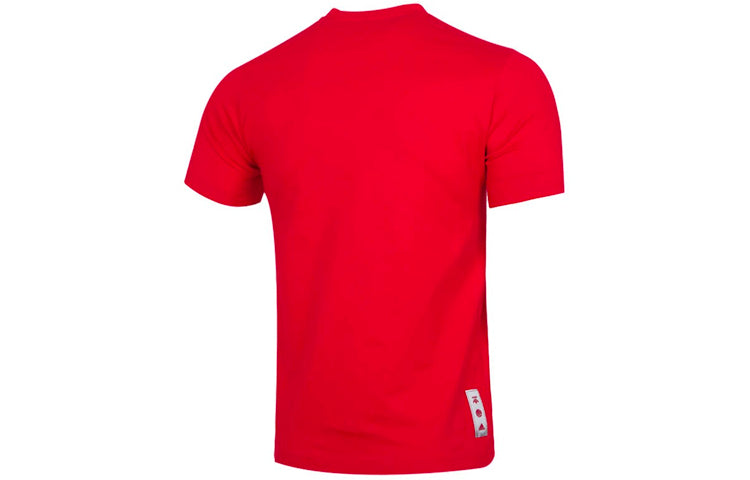 Men's adidas CNY Large Logo Round Neck Pullover Basketball Sports Short Sleeve Red T-Shirt HE3344