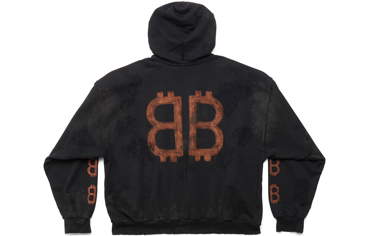 Balenciaga Crypto Hoodie Medium Fit 'Black Faded' 742603TOVN71055