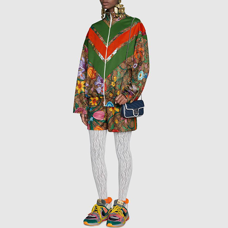 (WMNS) Gucci GG Floral Printed Zipper Jacket For Brown 605443-XJB9B-2103