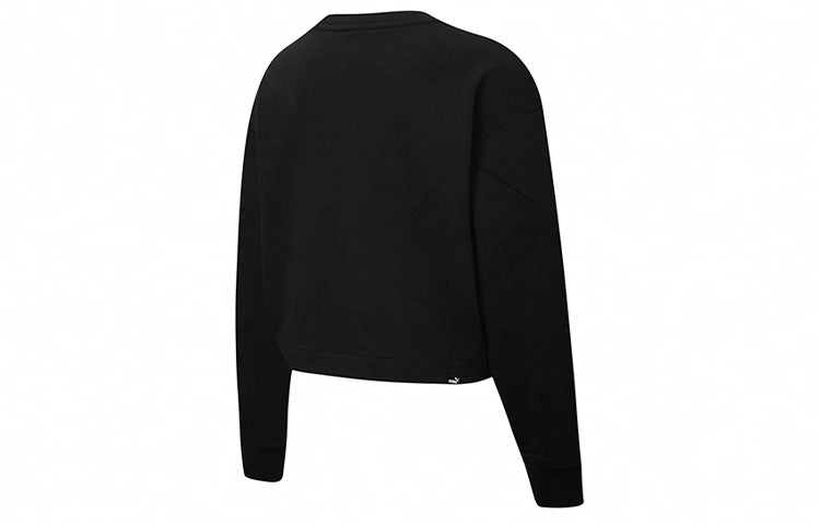 (WMNS) PUMA Rebel Crew Cropped Training Sweatshirt 'Black Orange' 586520-51