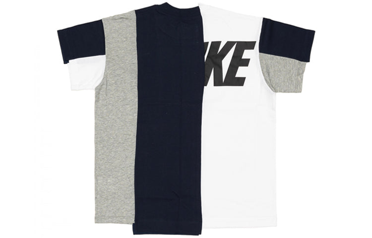 (WMNS) Nike x sacai NRG Splicing logo Colorblock T-Shirt 'Navy' CD6311-711