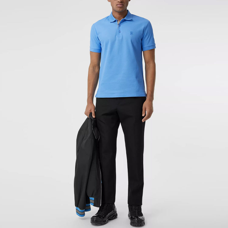 Men's Burberry TB Embroidered Short Sleeve Polo Shirt Sky Blue 80393131