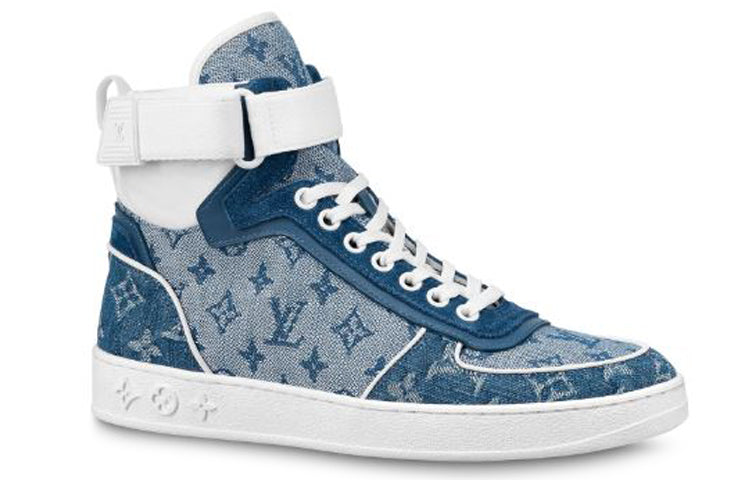 (WMNS) حذاء رياضي LOUIS VUITTON LV Boombox Monogram High-Top من قماش الدنيم باللون الأزرق 1A8E3C