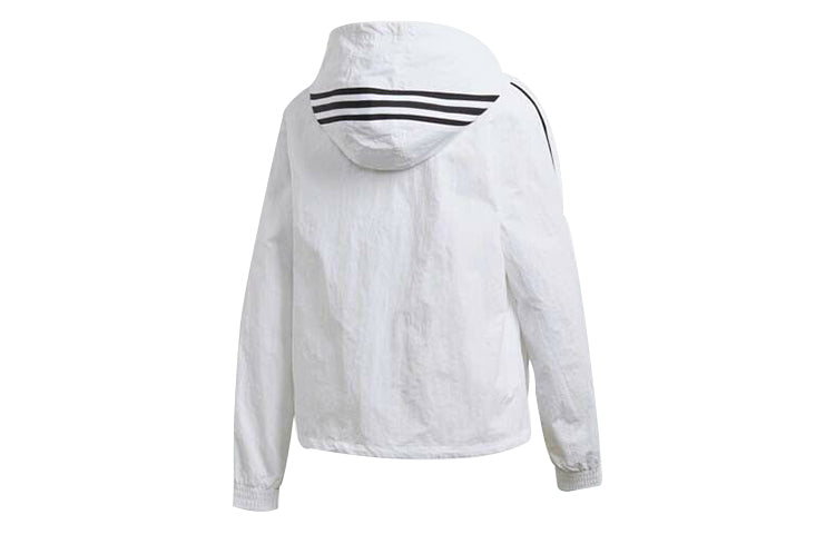(WMNS) adidas originals Stripe Printing Sports Hooded Jacket White FU1730