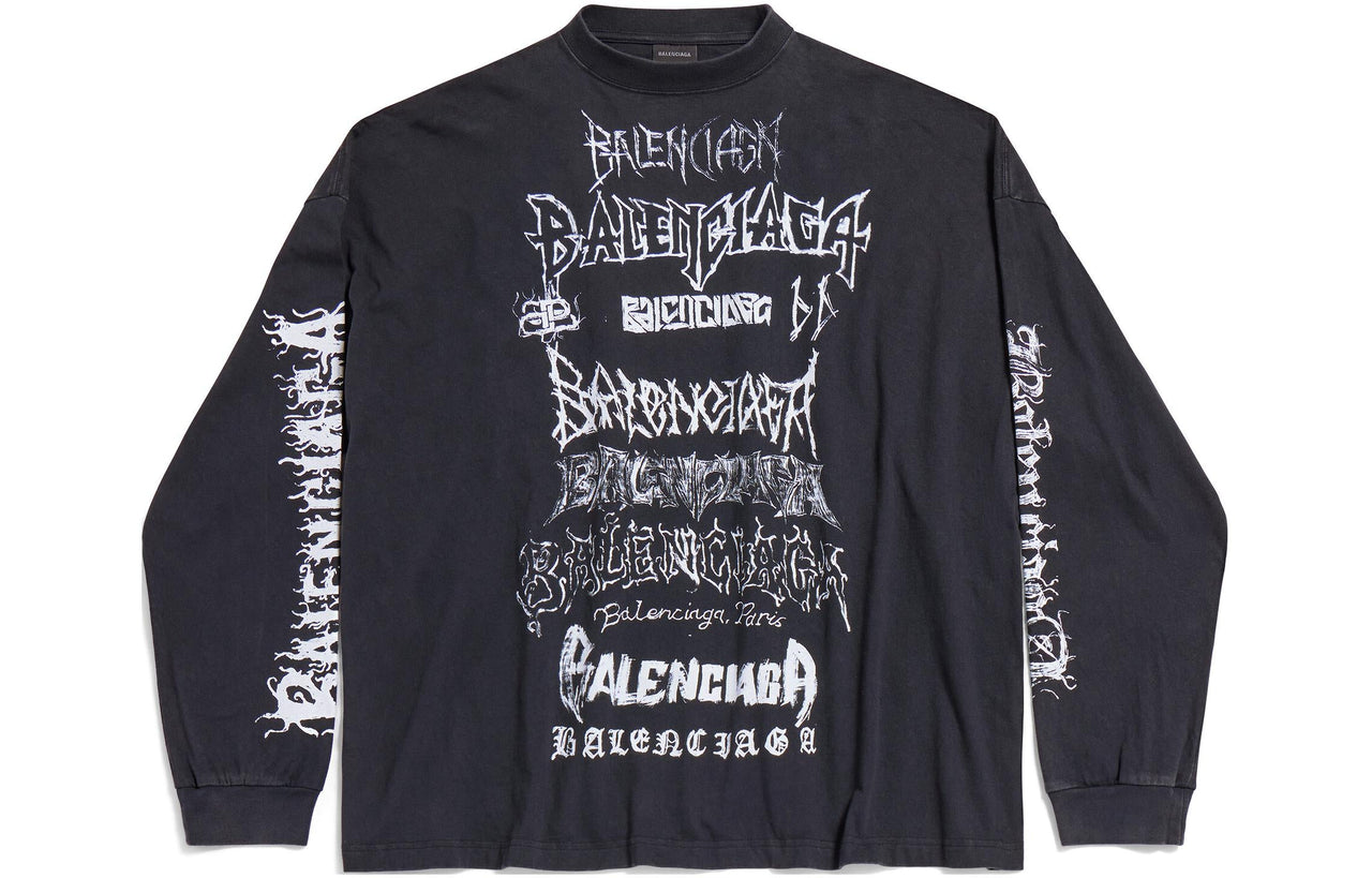 Balenciaga Diy Metal Long Sleeve Medium Fit T-Shirt 'Black White' 699191TPVO31569