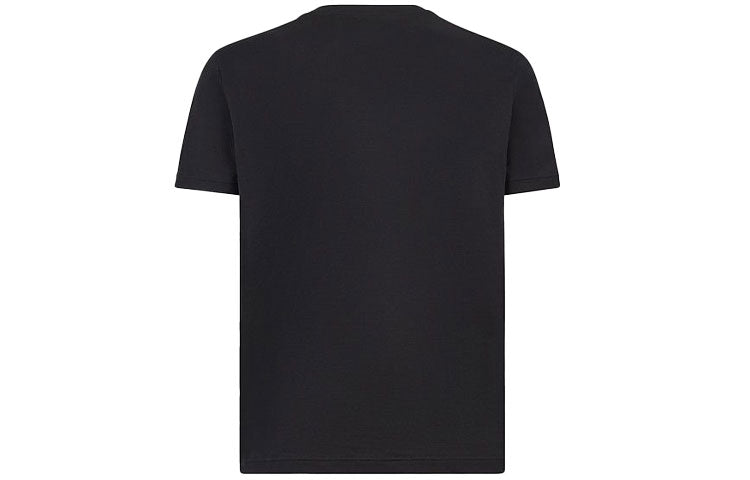 Men's FENDI SS21 Casual Alphabet Printing Round Neck Short Sleeve Black FAF532AD3QF0GME