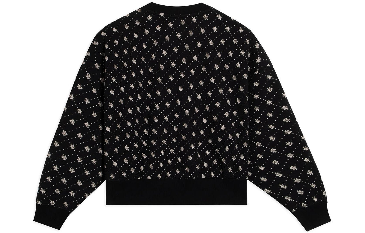 (WMNS) Li-Ning All-Over Print Sweatshirt 'Black' AWDS632-5