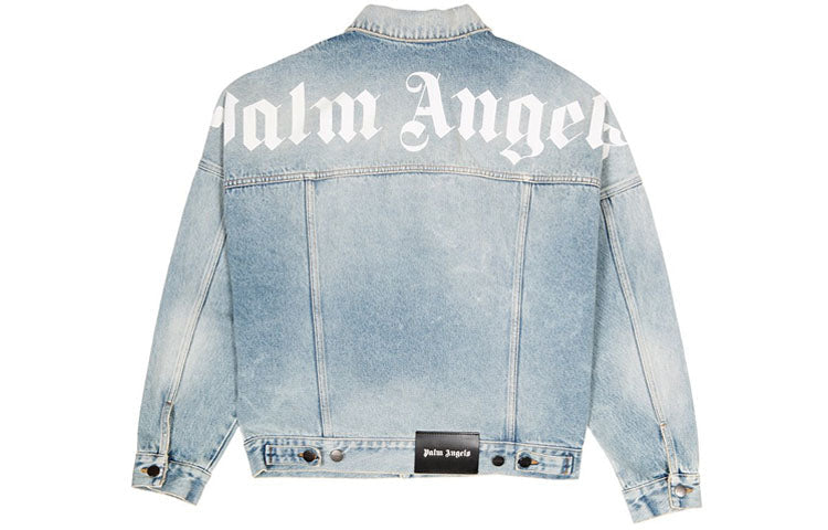 PALM ANGELS Logo Denim Jacket Back logo Washed Blue PWYE003S20DEN0014001