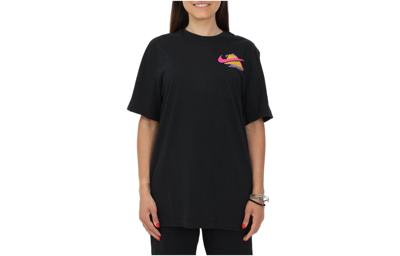Nike Training Back Logo Pattern Printing Cotton Short Sleeve Unisex Black DM6259-010
