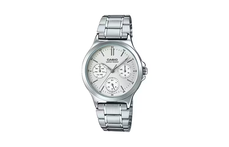 CASIO DRESS Series Business Waterproofes Couple Quartz Stainless Steel Strap Silver Analog MTP-V300D-7A<P-V300D-7A