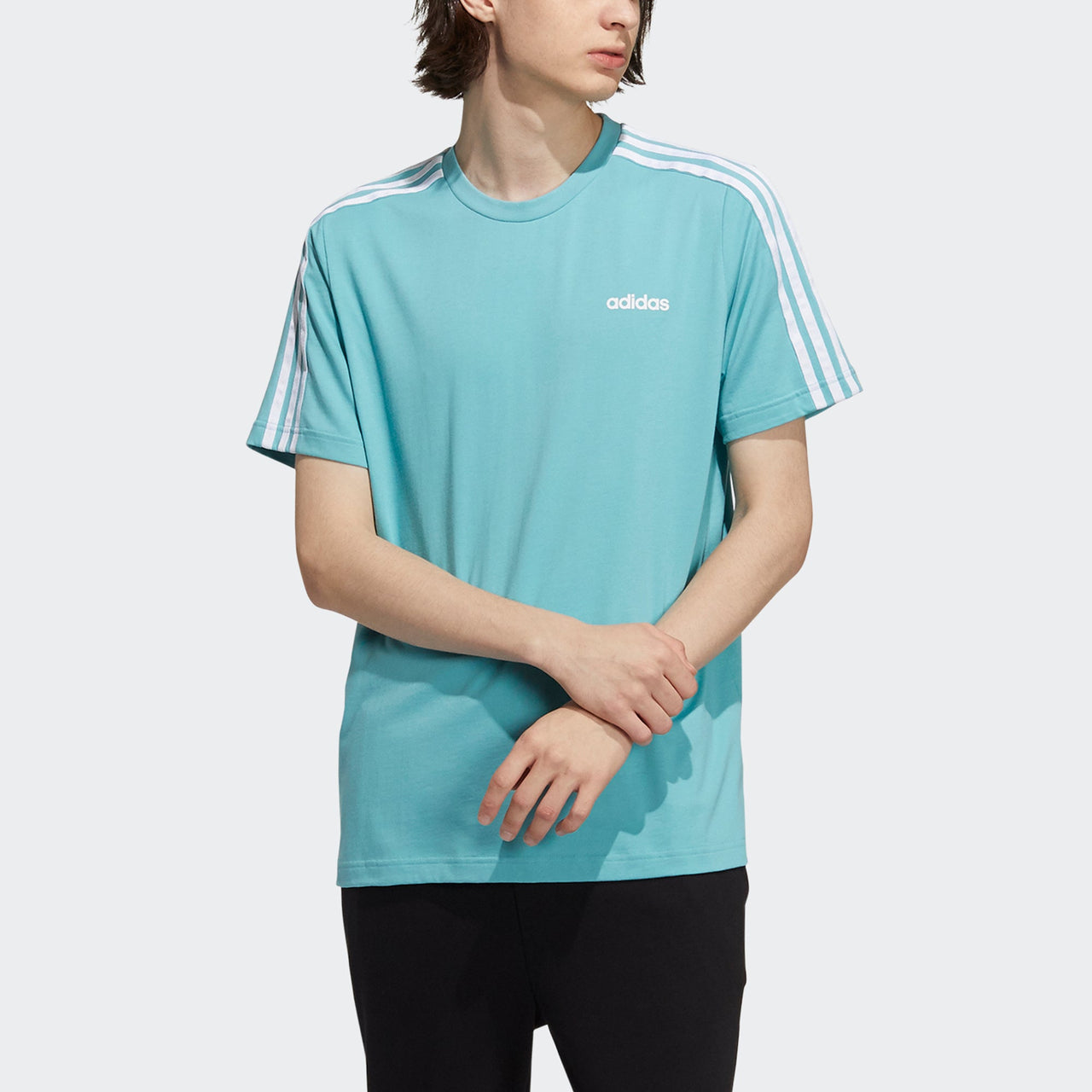 adidas neo M Ce 3s Tee Stripe Logo Sports Round Neck Short Sleeve Mint Green H14183