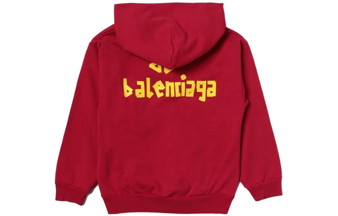 (GS) Balenciaga Tape Type Cotton Hoodie 'Red' 682019TOVB36400