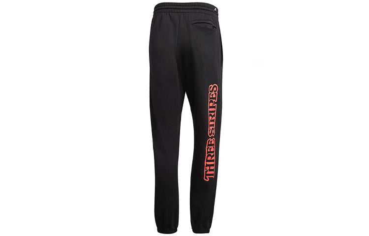 adidas 3-Stripes Graphic logo Printing Casual Bundle Feet Sports Pants Black FR6603