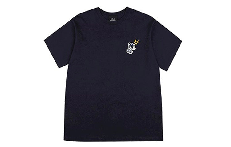 MLB Cartoon Series Loose Printing Round Neck Short Sleeve Unisex Navy Blue 31TSCM931-50N