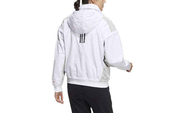 (WMNS) adidas x Transformers Crossover CNY Solid Color Sports Zipper Splicing Long Sleeves Hooded Jacket White HM7460
