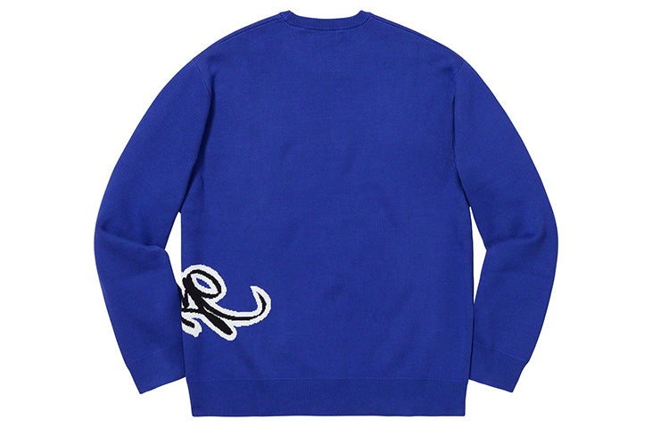 Supreme SS19 Tag Logo Sweater Royal Logo Sweater 'Blue' SUP-SS19-151