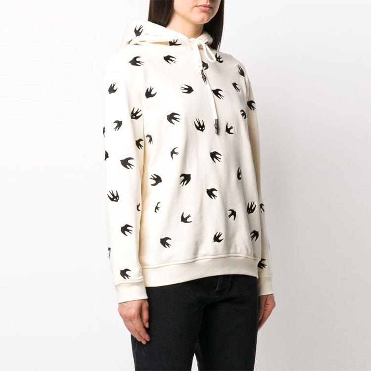 McQ Alexander McQueen Beige Swallow Pattern hooded Long Sleeves Hoodie Beige 481637-ROR61-9089