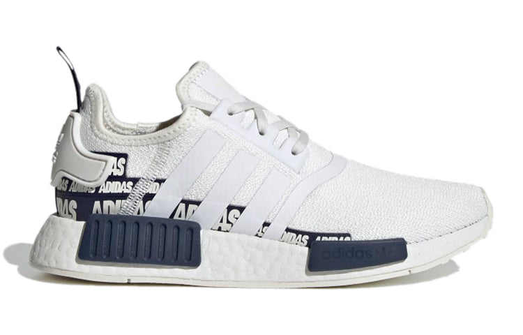 (GS) adidas NMD_R1 J 'Wordmark Heel Stripe - Crystal White Navy' S42838