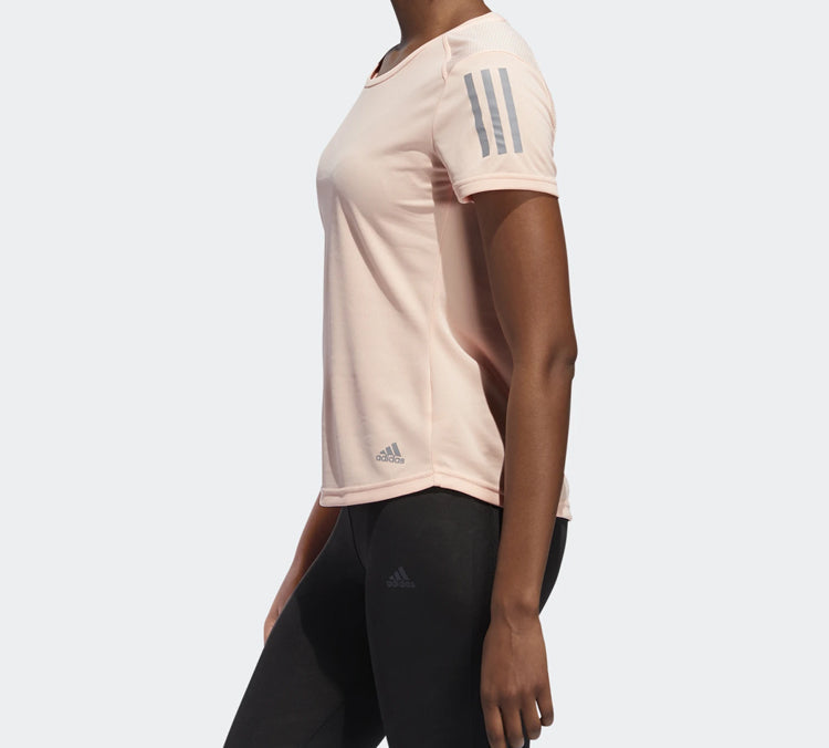 (WMNS) adidas Own The Run Tee Reflective Printing Sports Short Sleeve Pink DZ2267