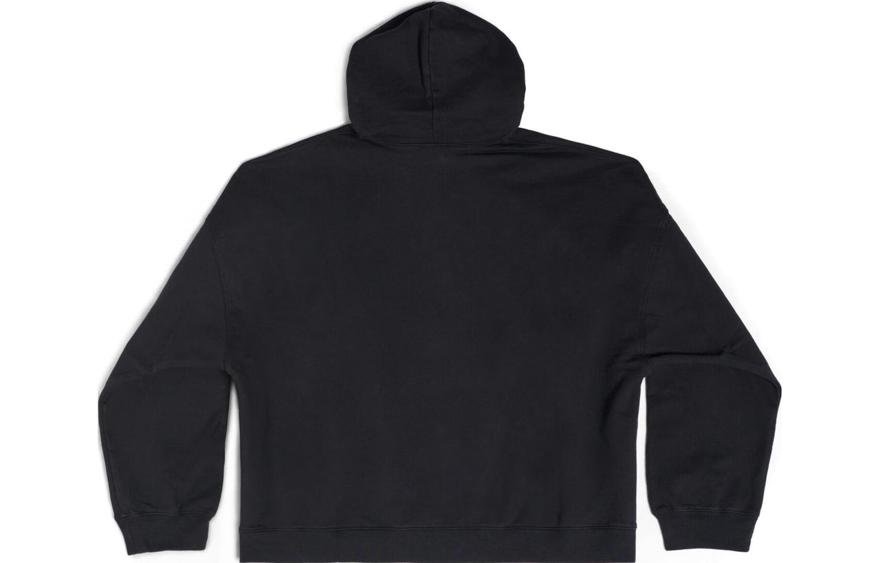 (WMNS) Balenciaga Cities Paris Hoodie Wide Fit 'Black' 674986TLVL81069